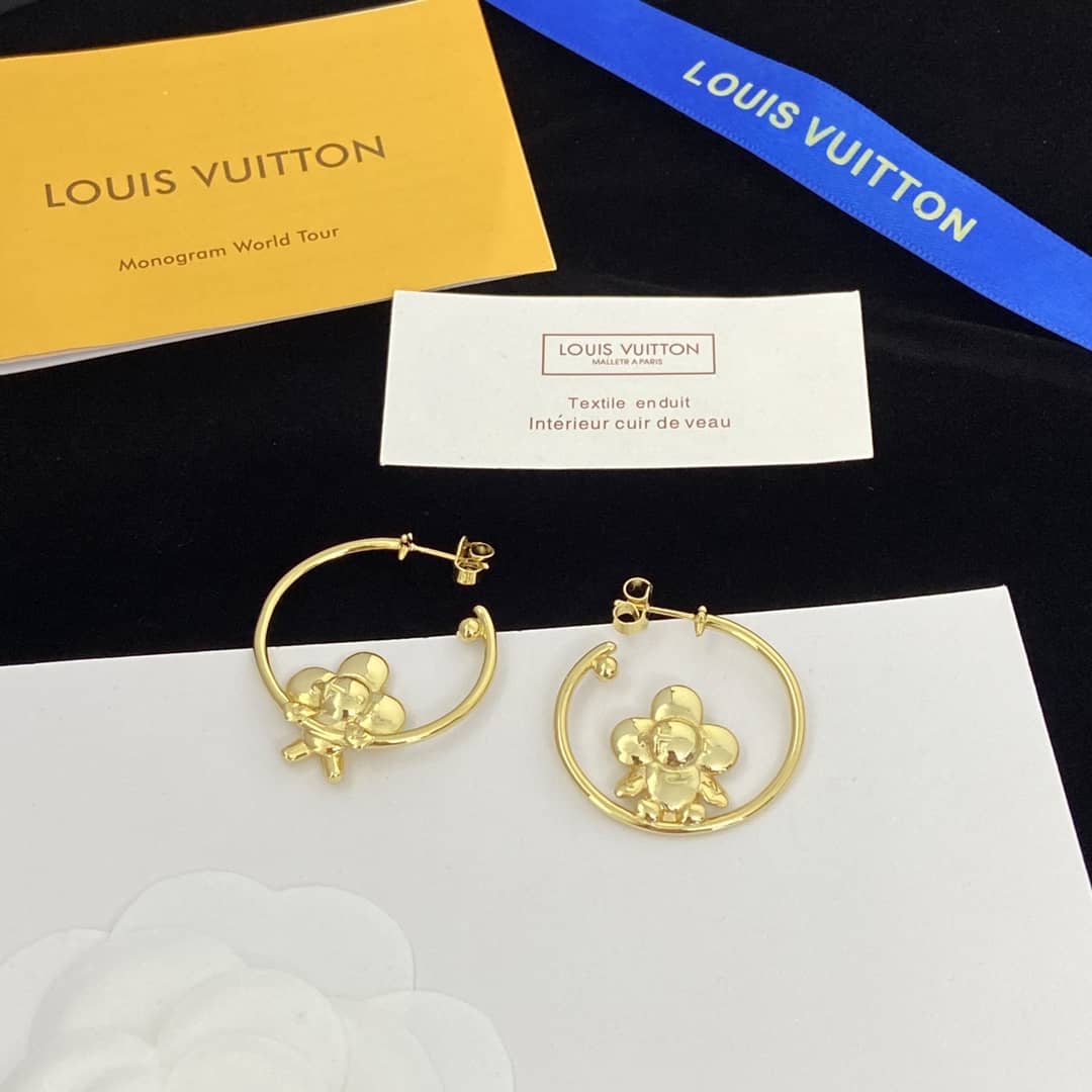 LV Hoop Earrings Dupe Logo