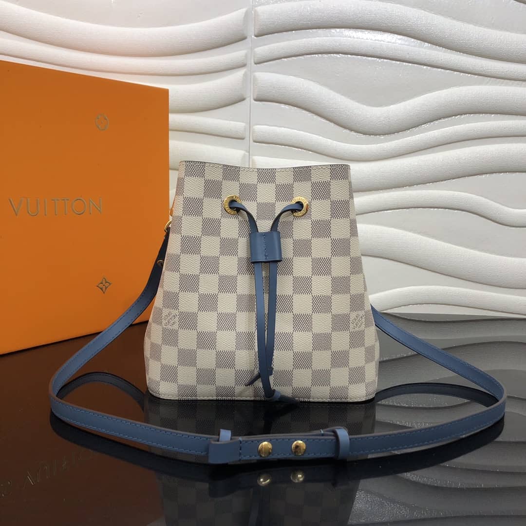 L0vis Vvtt0n Noe Monogram Canvas Replica Bucket Bag Beige Blue