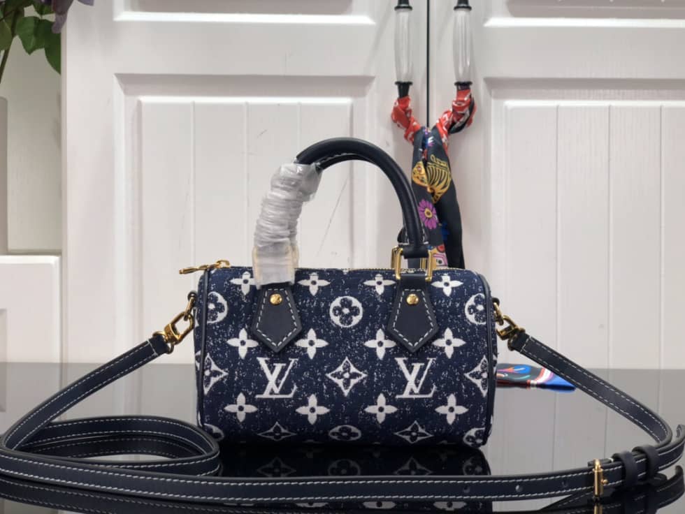 L0vis Vvtt0n Nano Speedy Denim Leather M81168 Replica Crossbody Bag