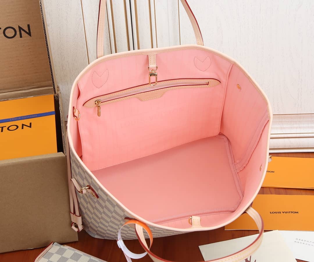 L0vis Vvtt0n Neverfull MM Damier Azur Tote Replica Pink N41361