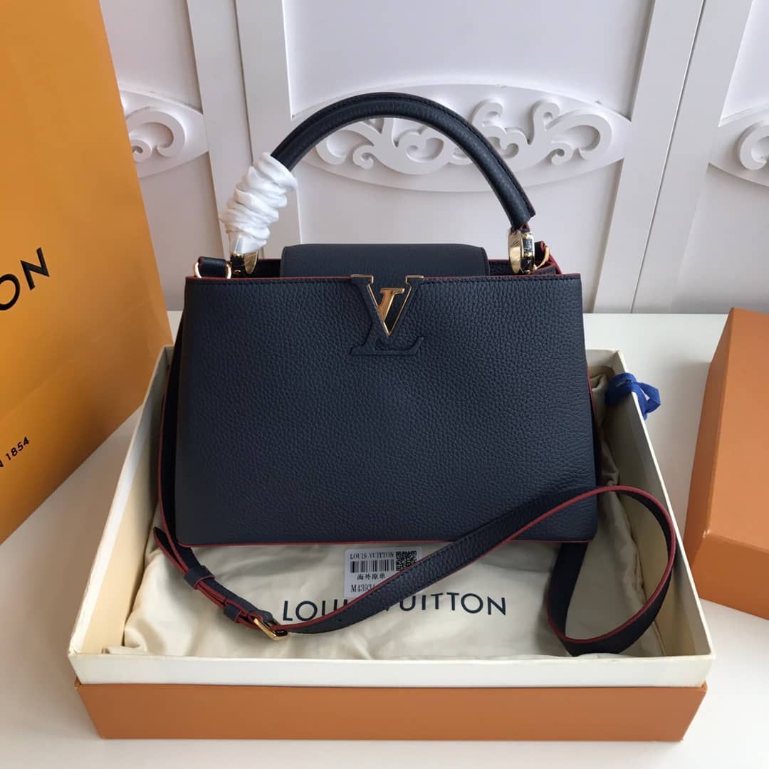 L0vis Vvtt0n Capucines MM 2way Taurillon Leather Shoulder Bag Replica Blue M43934