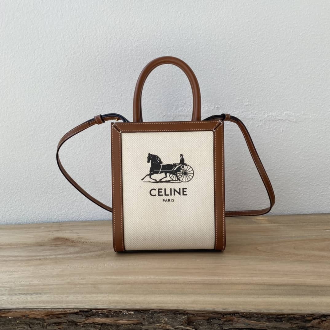 Ce1i*e Triomphe Canvas Calfskin Mini Vertical Cabas Replica Bag