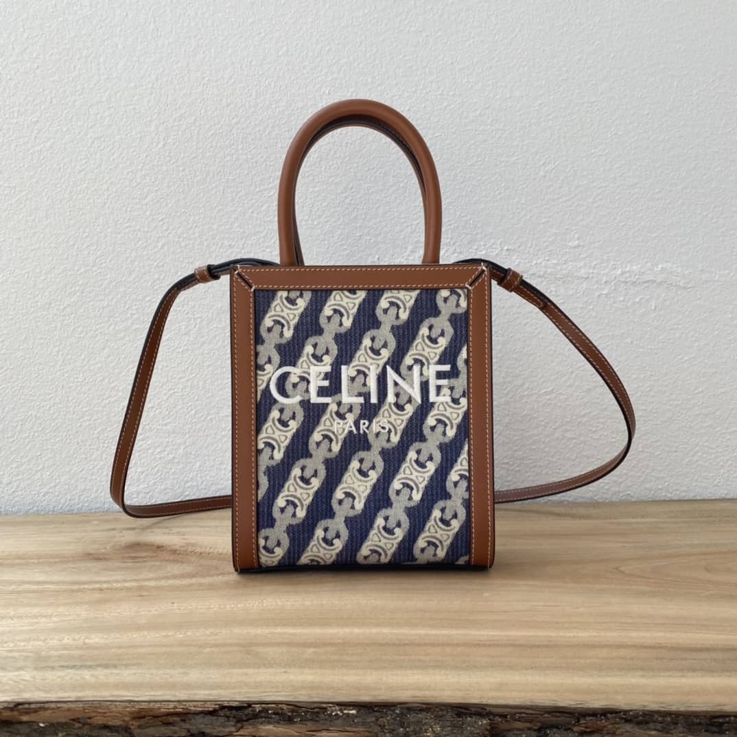 Ce1i*e Triomphe Canvas Calfskin Mini Vertical Cabas Replica Bag