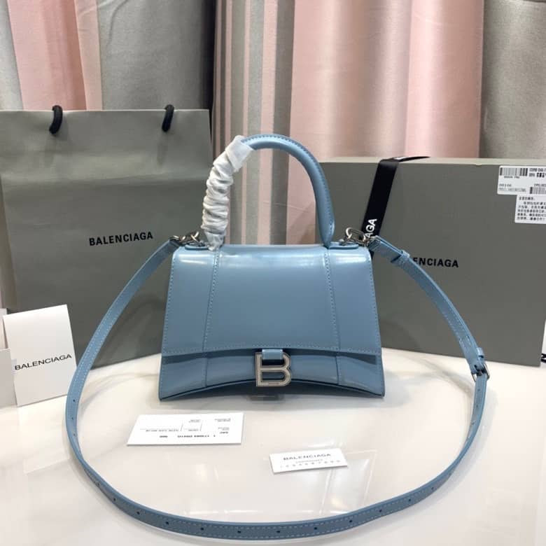 Ba1en*iaga Hourglass Leather Top Handle Replica Bag