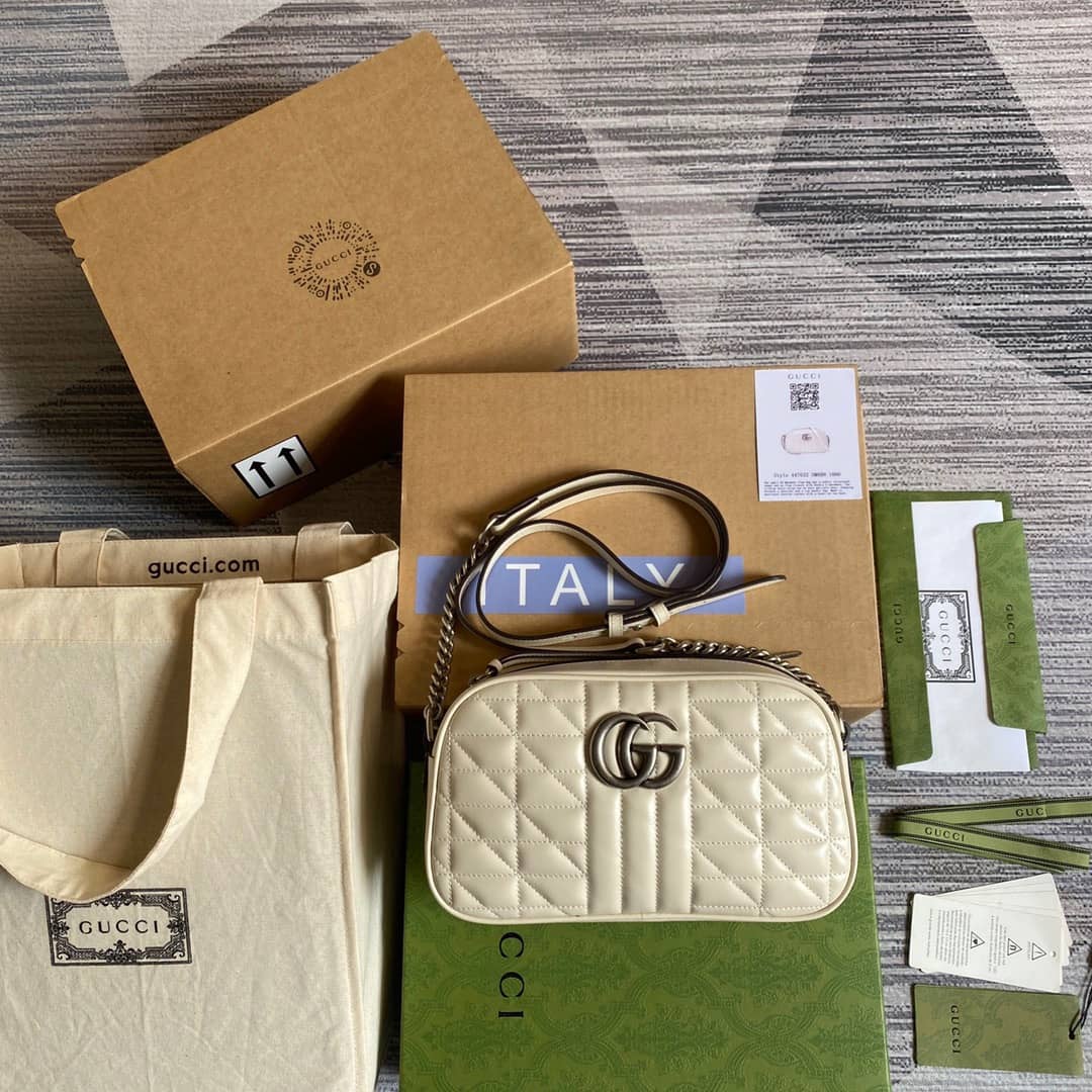 Gvc*1 GG Marmont Small Shoulder Handbag Camera Bag Replica White 447632