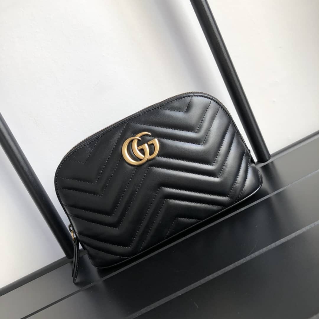 Gvc*1 GG Marmont Quilted Vanity Bag Replica Black 625690