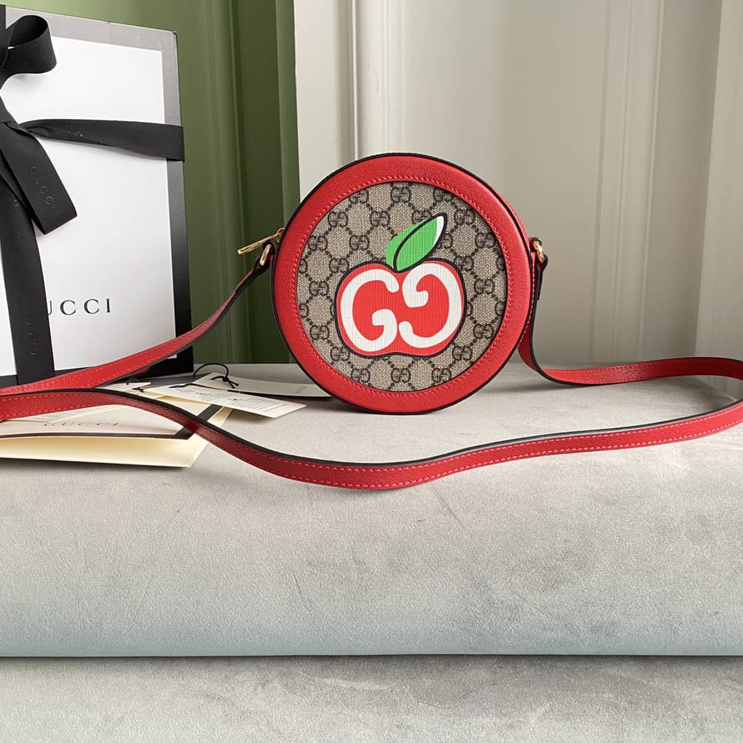Gvc*1 Ophidia Mini Round Shoulder Bag Replica Red 550618
