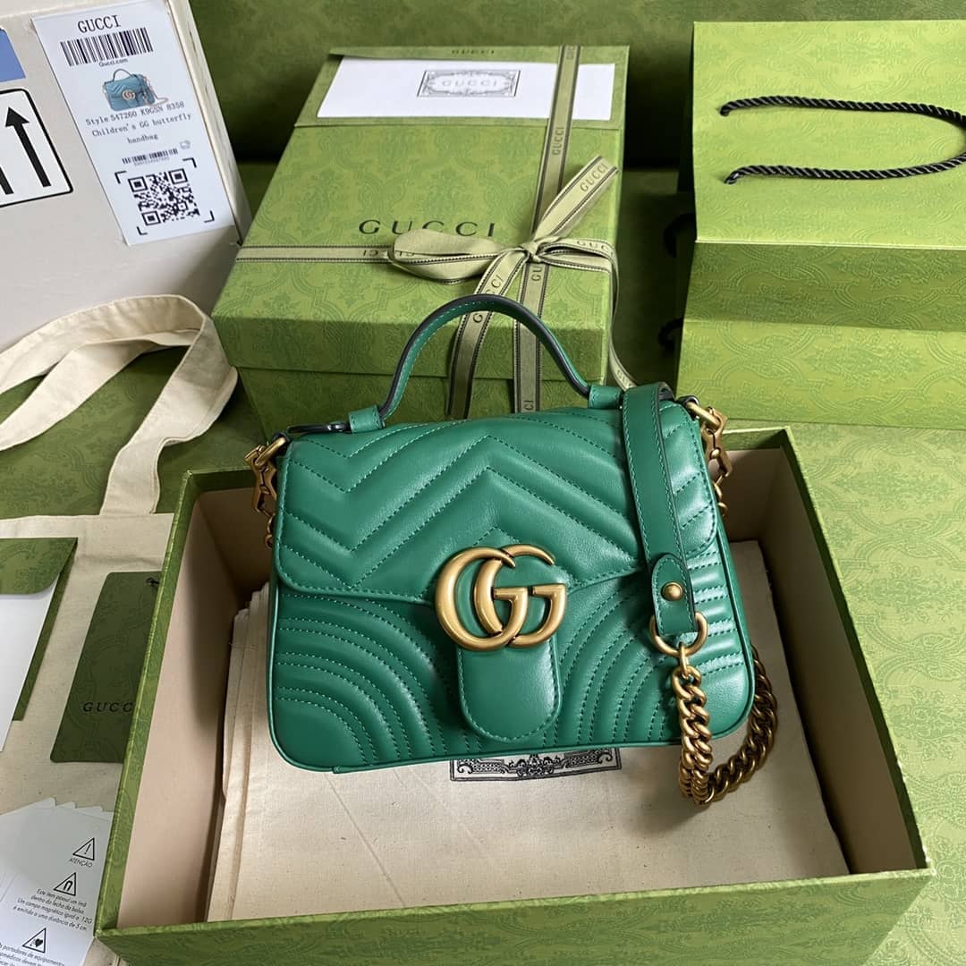 Gvc*1 GG Marmont Mini Leather Top Handle Crossbody Bag 547260 Replica