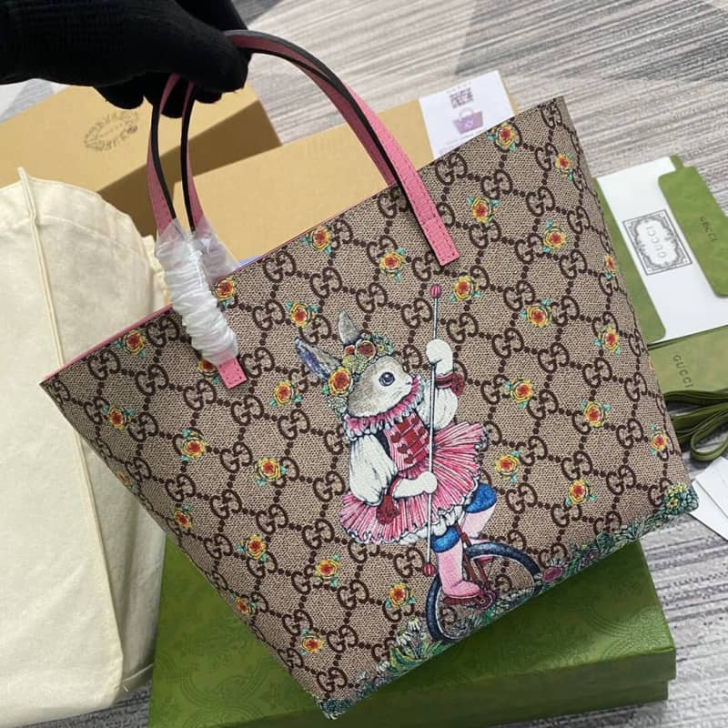 Gvc*1 Children GG Svp*me Canvas Replica Tote Brown 410812