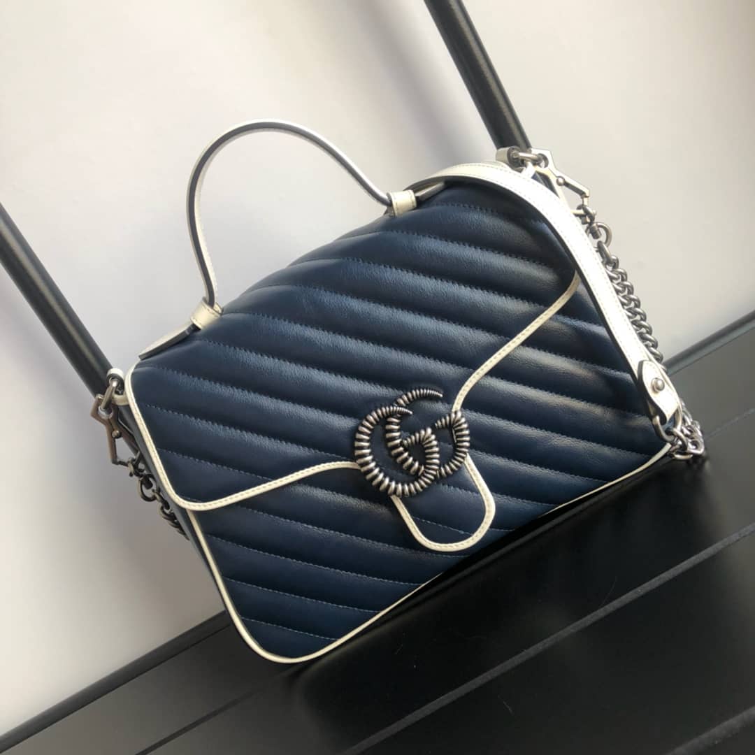 Gvc*1 Marmont Small Handle Shoulder Bag Replica Blue 498110