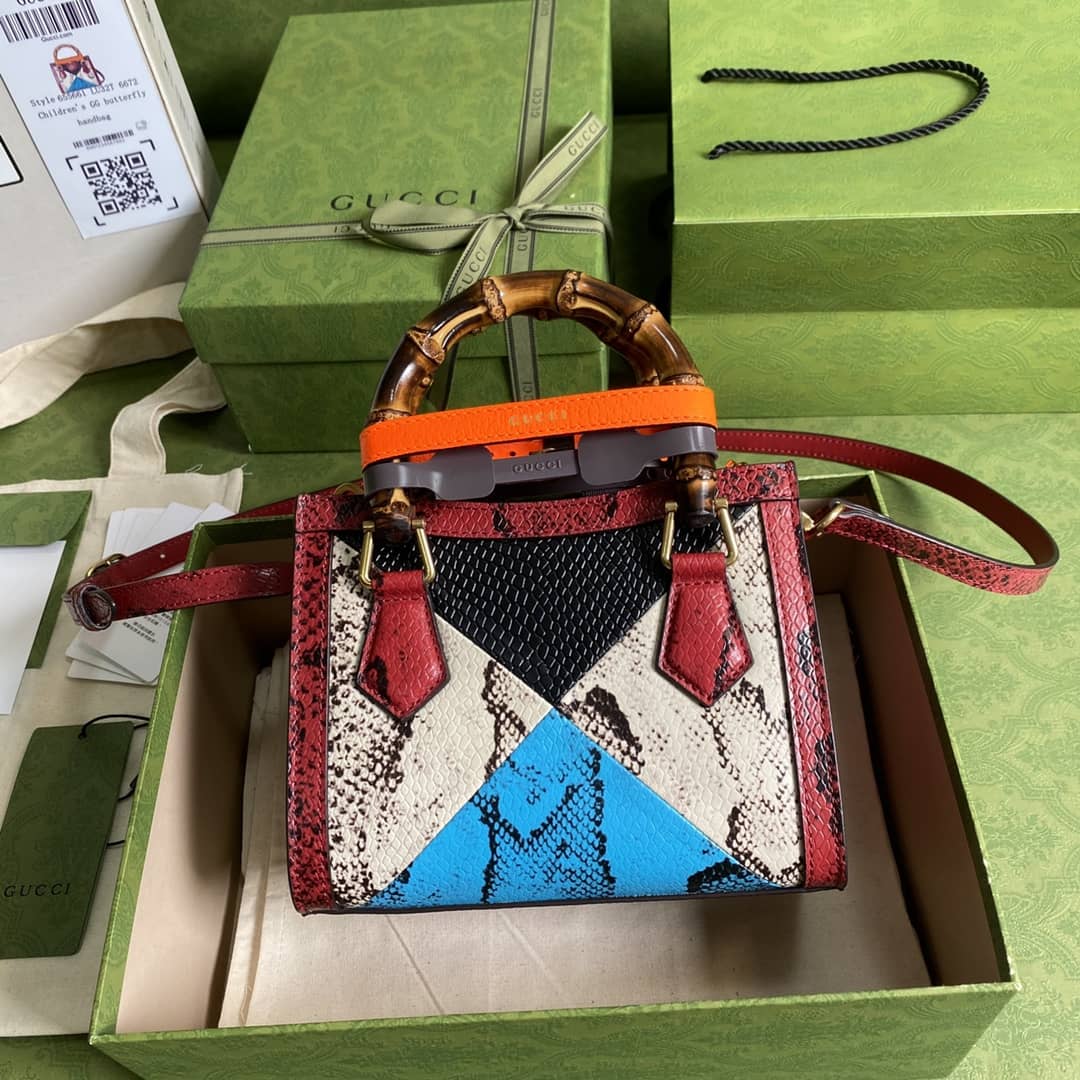Gvc*1 Diana Mini Bamboo Tote Bag Replica Red 655661