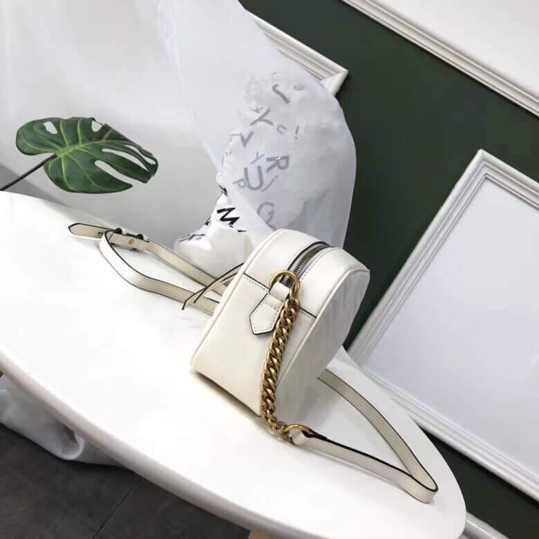 Gvc*1 Handbag Dupes GG Marmont Small Shoulder Handbag Camera Bag Replica White 447632