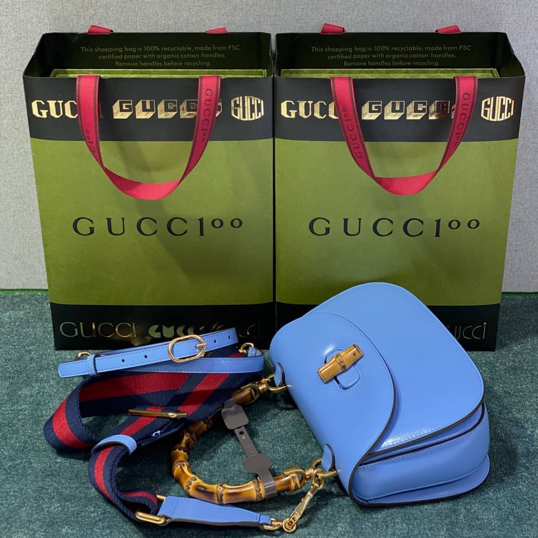 Gvc*1 Bamboo 1947 Small Top Handle Bag 675797 Blue 675797 Replica