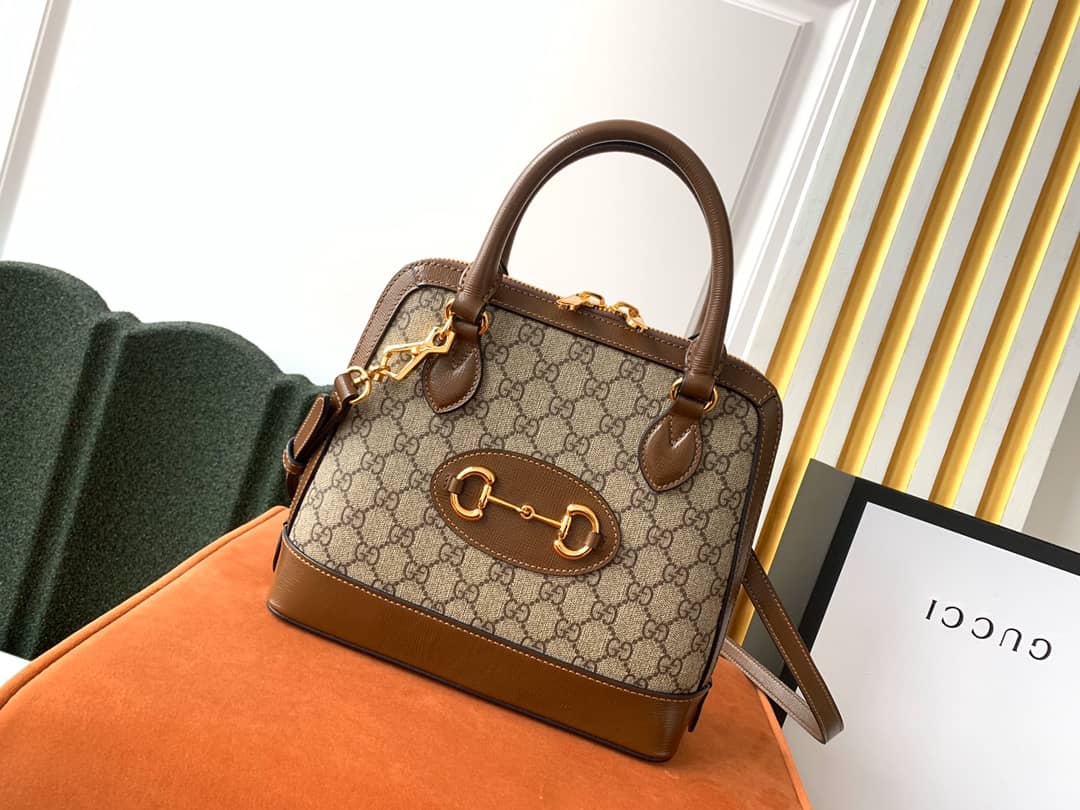 Gvc*1 Horsebit 1955 Small GG Svp*me Grainy Leather Handle Bag Replica 621220