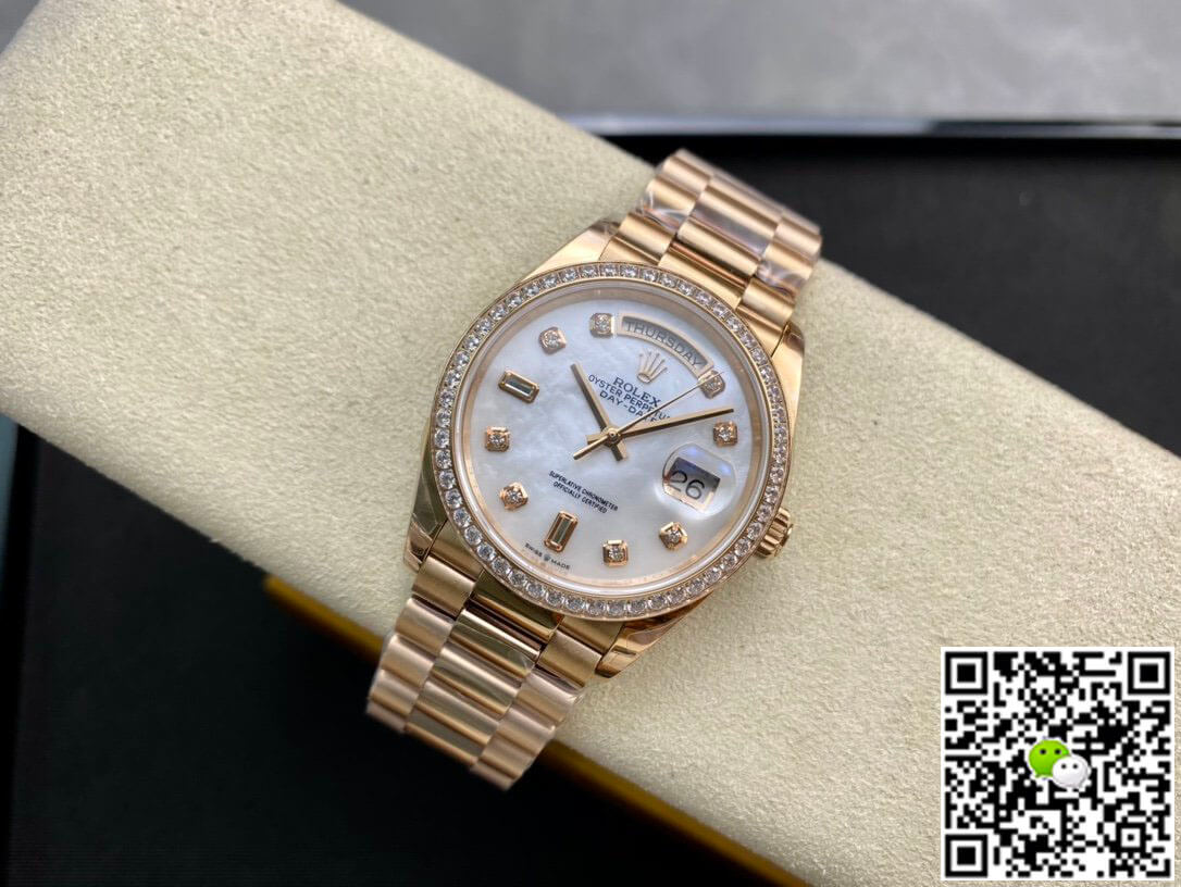 Replica R01ex Day Date 128238 1:1 Best Edition EW Factory V2 D1am0nd-set Bezel