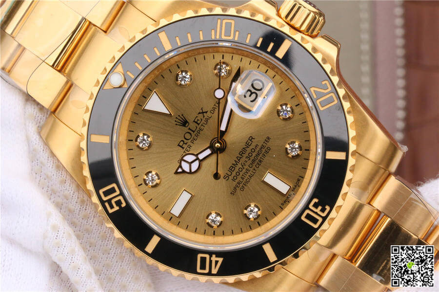 R01ex Submariner Replica 116618 1:1 Best Edition Noob Factory V7 Gild D1am0nd-Studded Dial