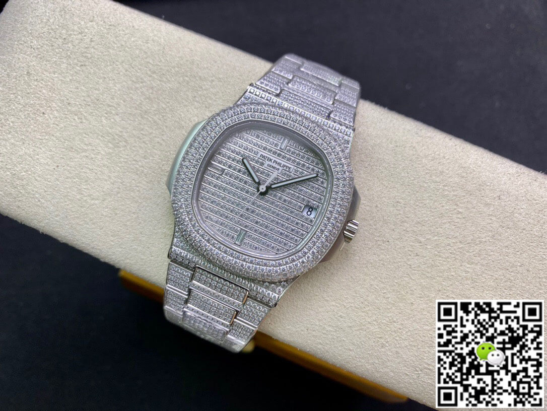 Replica Pat*k Phi1i*pe Nautilus 5719/10G-010 1:1 Best Edition PPF Factory V4 Silver D1am0nd Swiss ETA324