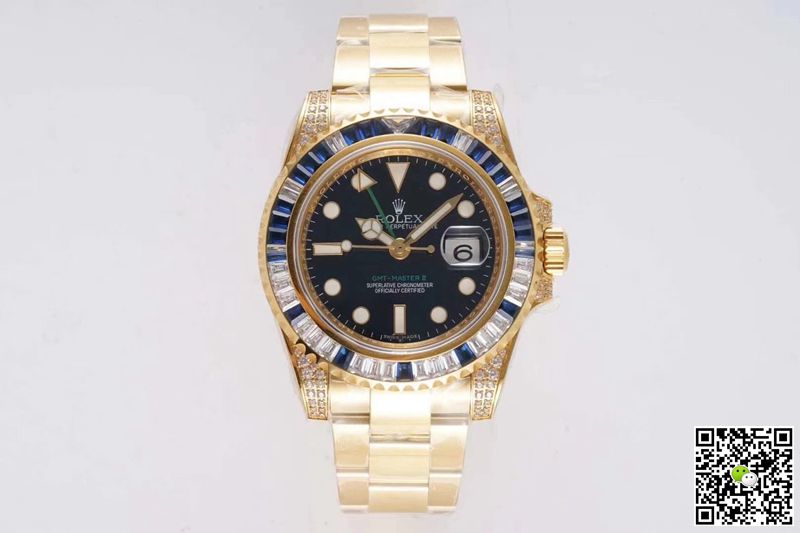 Replica R01ex GMT Master II 116758 SAru 1:1 Best Edition ROF Factory Blue White D1am0nd Swiss ETA2836