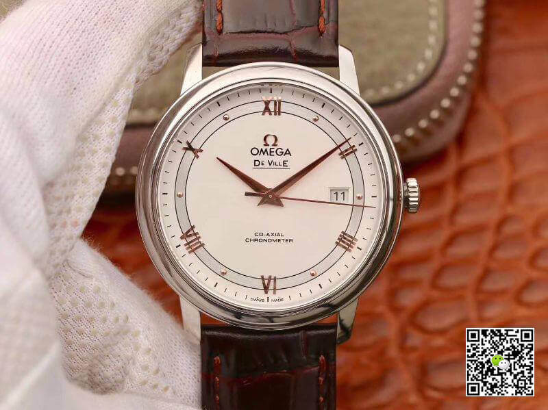 Replica 0me*ga De Ville Prestige 424.13.40.20.02.002 MKS Factory 1:1 Best Edition Swiss ETA9015 Brown Calfskin Leather Strap