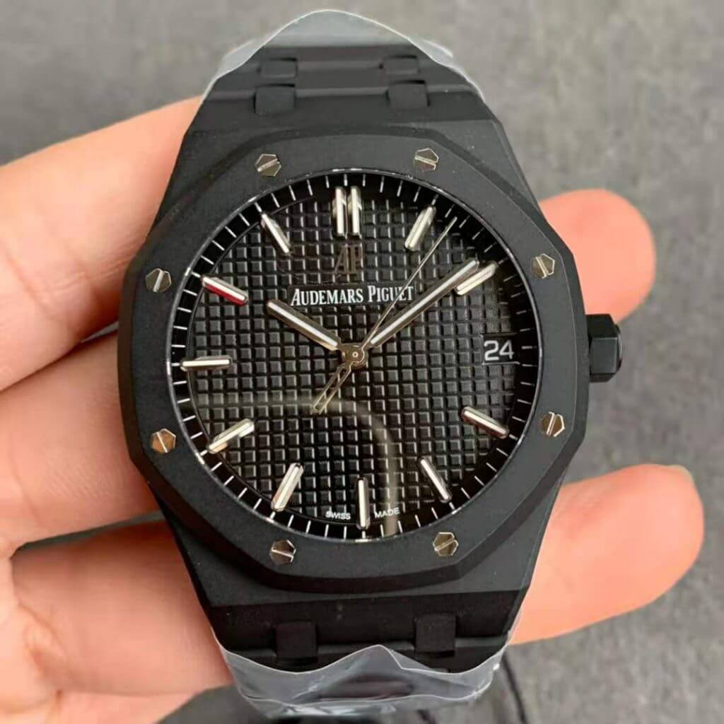 Replica Audemars P1g*et Royal Oak 15500 DLC Version 1:1 Best Edition ZF Factory Black Dial