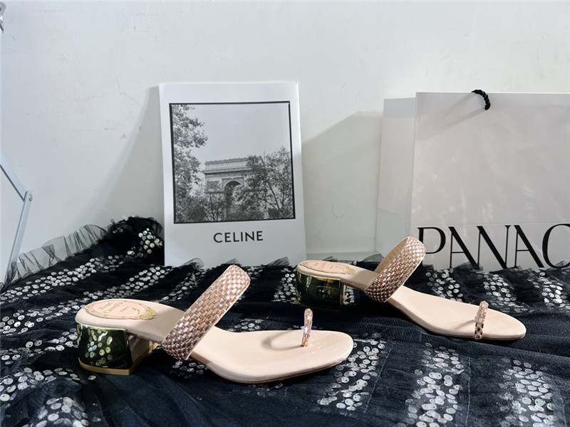 Rene Caovilla Heels Dupe low heel flat flip flop sandals
