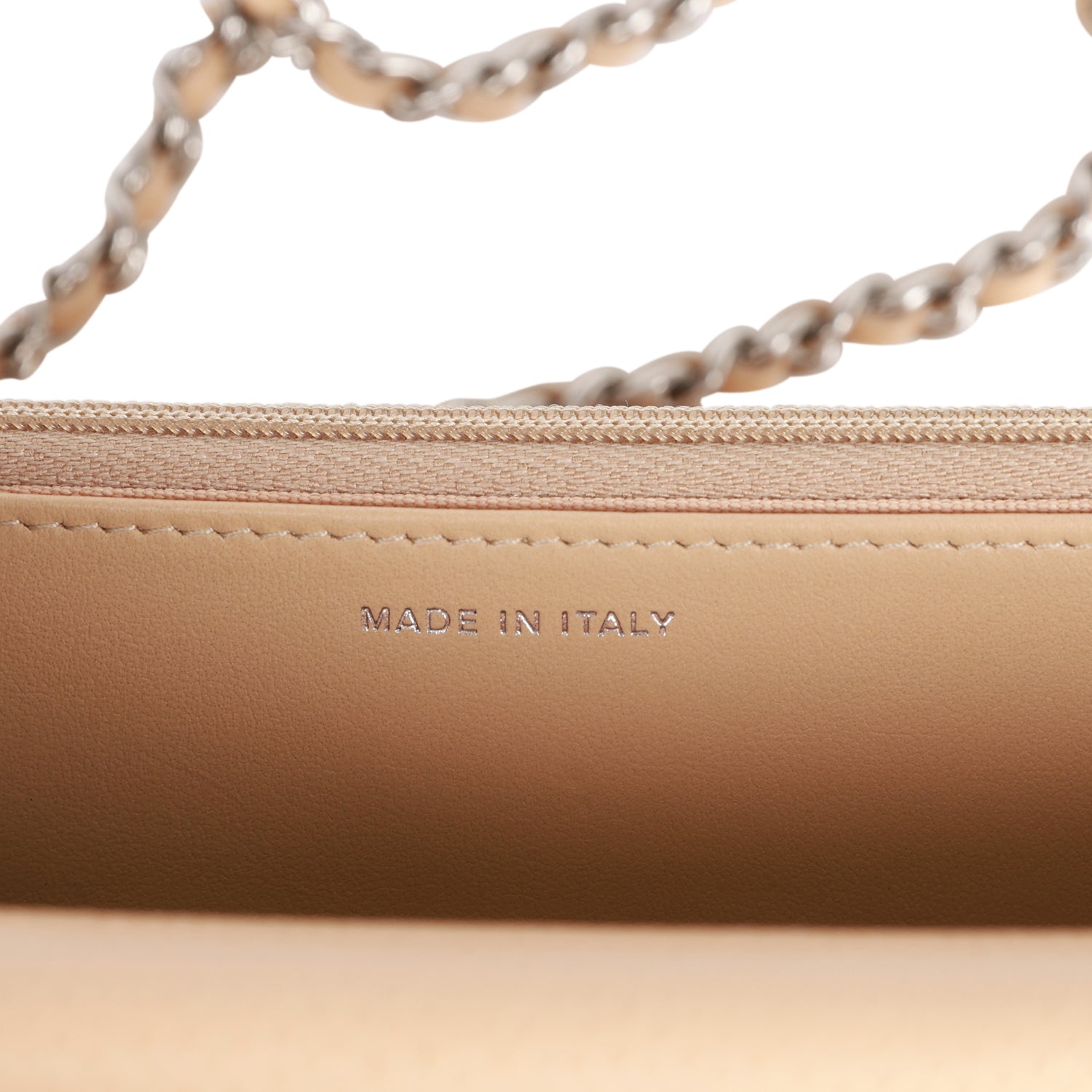 Wallet on Chain WOC Beige Caviar Silver Hardware