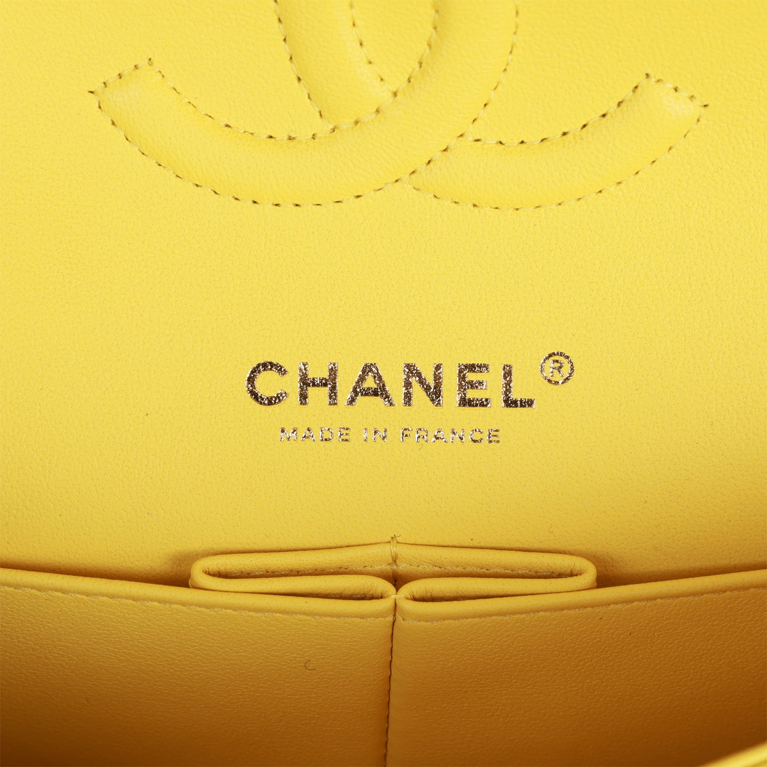Medium Classic Double Flap Bag Yellow Caviar Light Gold Hardware